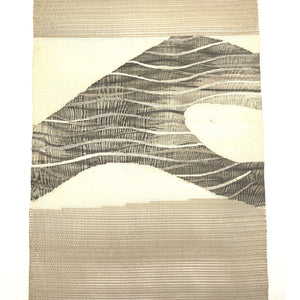 リサイクル着物反物 名古屋帯 絽綴れ 抽象波模様 正絹 Sランク