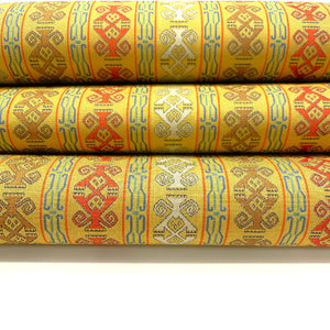 （未使用品）名古屋帯 龍村美術織物 チャンカイの申 帯丈362cm 正絹 Sランク 全通 カジュアル 黄系 1124001032323 開き仕立て