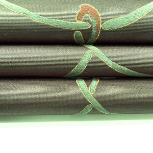 袋帯 幾何学模様 十二支 438cm 正絹 Sランク 全通 カジュアル 緑系 1123001902319