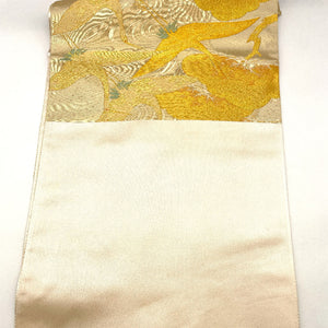（未仕立て）袋帯 古典 小森織物 観世水 鶴 松 439cm 正絹 Sランク 六通 フォーマル 金系 1123002302321