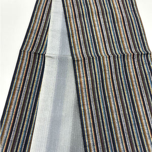 （未仕立て品）袋帯 縞模様 紬 リバーシブル 448cm 正絹 Sランク 全通 カジュアル グレー系 1123001322322