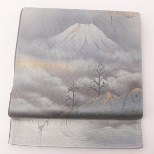 袋帯 帯丈444cm 六通 仕立て上がり フォーマル 灰色系 富士山 122322200152