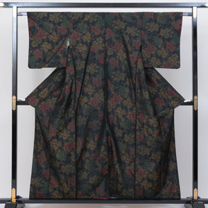リサイクル着物 大島紬 袷 身丈158cm 黒系 正絹 美品 着物通販の糸千花