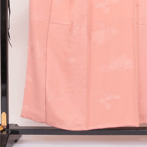 色無地 袷  身丈154cm ピンク系 正絹 一つ紋 桐 優品 1214321300020