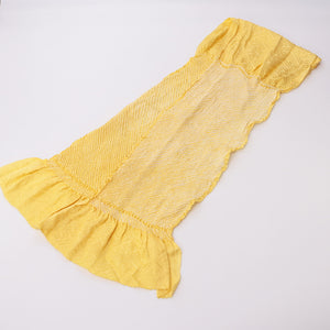 帯揚げ 絞り 正絹 黄系 黄金色 中抜き 紗綾型 Aランク 和装小物 1221323000081
