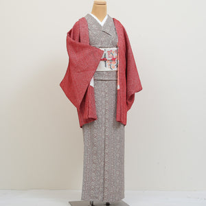 赤色の絞り、正絹の羽織り(身長150cm台向け)