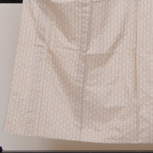 真綿紬 単衣 身丈151cm クリーム系 正絹 優品 幾何学カジュアル 1216321500052
