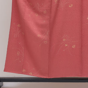 リサイクル着物 小紋 袷 身丈152cm 朱系 正絹 美品 たたき染め風 着物
