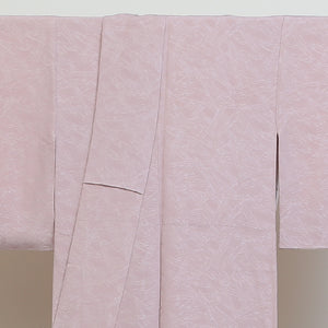 色無地 袷 身丈155cm 裄62.5cm 正絹 ピンク系 Aランク 桔梗 一つ紋 通年柄 1214331300165