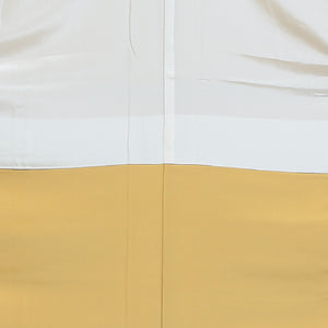 色無地 袷 身丈150cm 裄64.5cm 正絹 黄系 Bランク 五三桐 鹿の子 一つ紋 1214422300154