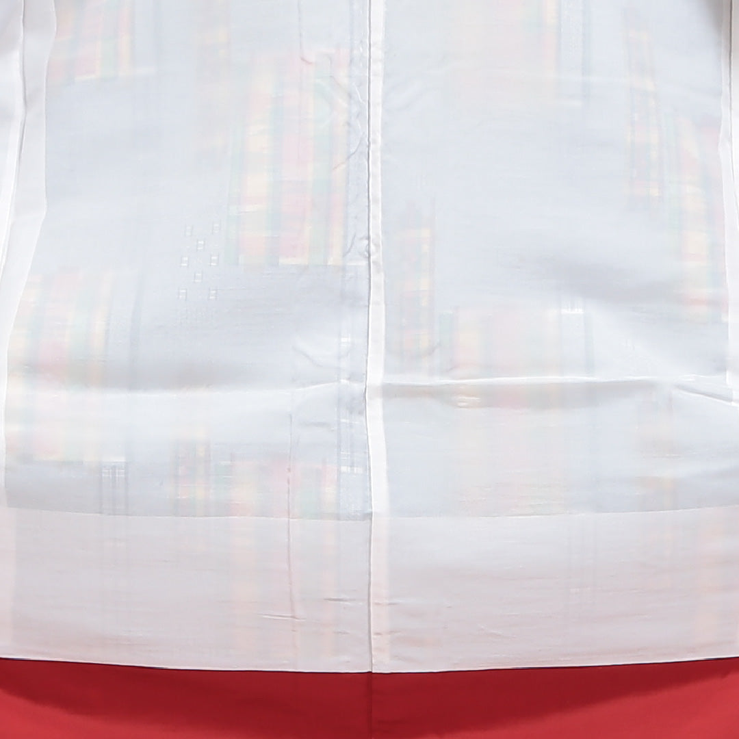 紬 袷 身丈163cm 裄67.5cm モダン格子 正絹 グレー系 Sランク 1216001752422