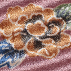 小紋 袷 身丈155cm ピンク系 正絹 優品  しつけ糸付 花柄 リサイクル着物 1215331300175