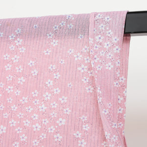 小紋 単衣 身丈147cm 裄62cm ピンク系 花柄 夏物 洗える着物 Aランク 1215008983113
