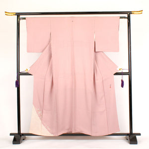 色留袖 身丈155～159cm 裄丈～62cm 袷 刺繡 正絹 Sランク 一つ紋 ピンク系 1111000112313