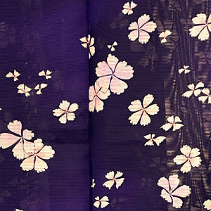 小紋 身丈160～164cm 裄丈65cm 絽 洗える着物 桜 ポリ Aランク 紫系 1115000413320