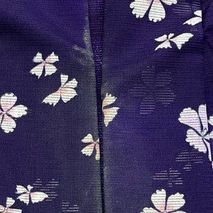 小紋 身丈160～164cm 裄丈65cm 絽 洗える着物 桜 ポリ Aランク 紫系 1115000413320