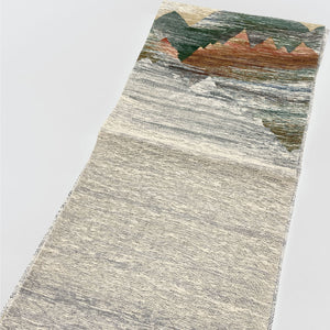袋帯 すくい織 風景画 444cm 正絹  ポイント柄 カジュアル グレー系 1123001012322