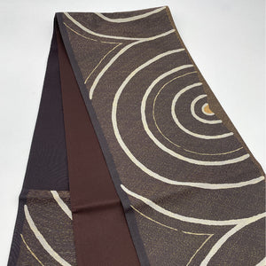 リサイクル着物】袋帯 幾何学模様 442cm 正絹 六通 カジュアル 茶系